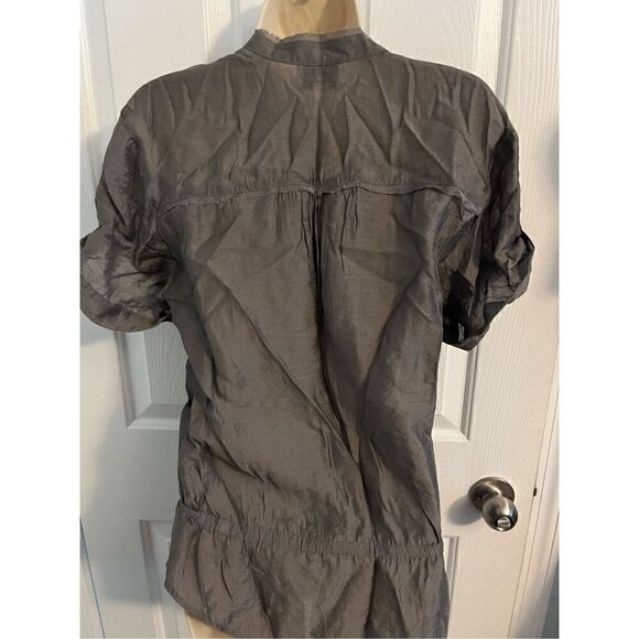 LOFT Boho Shiny Sheer Light Gray Top. Size Small - Picture 8 of 8